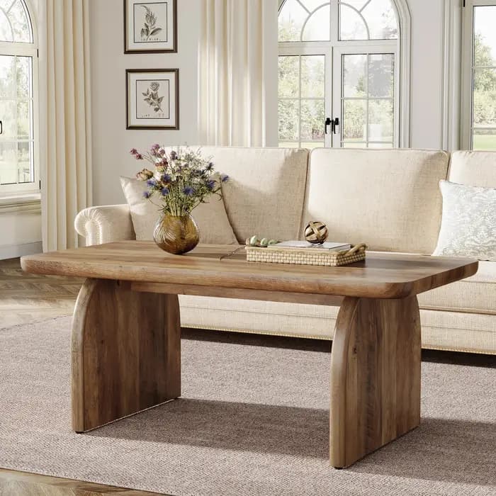 Tribesigns Farmhouse Table basse rectangulaire, table à thé cocktail centrale en bois d'ingénierie d