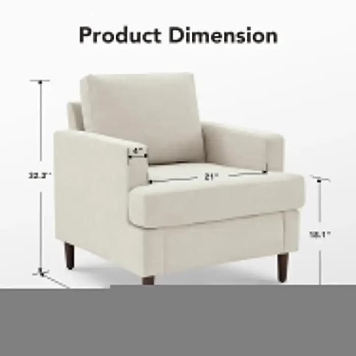 Fauteuil d'appoint de style mid-century, fauteuil moderne en tissu de lin pour salon, fauteuils d'ap