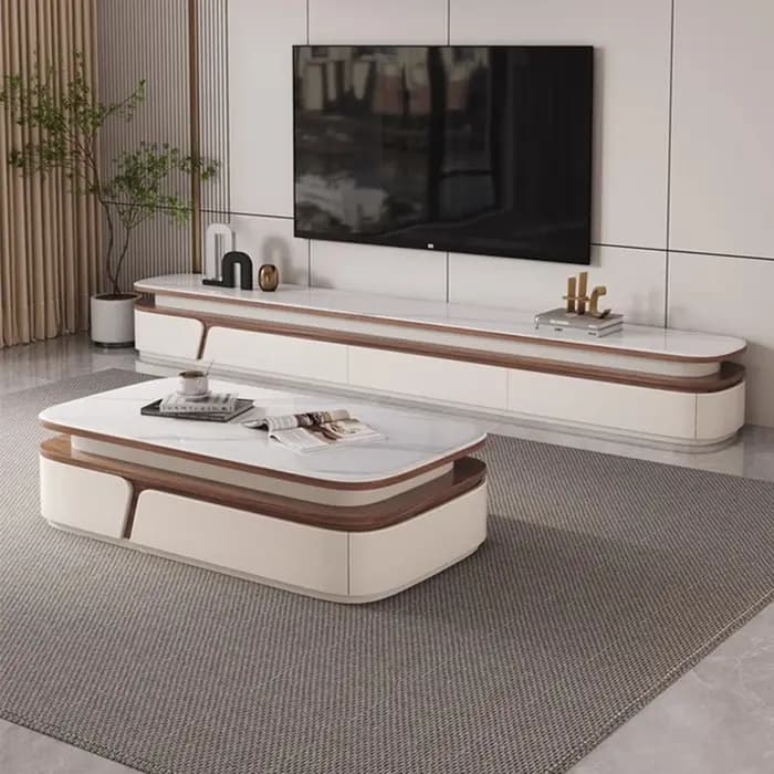 Table basse cachée blanche design tiroir gris rangement
