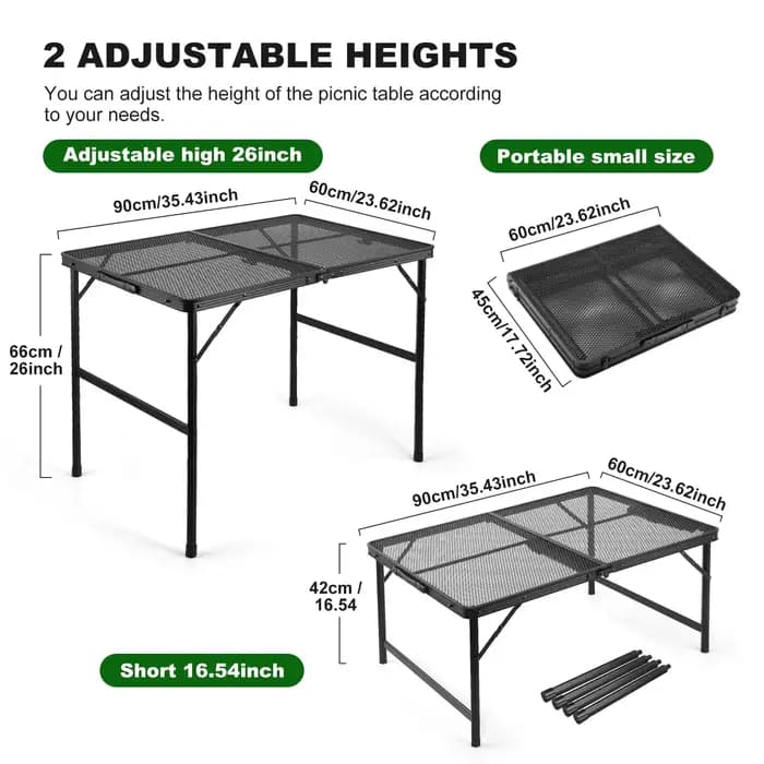 Table de gril pour l'extérieur, table de gril extérieure pliante en aluminium légère et portable en