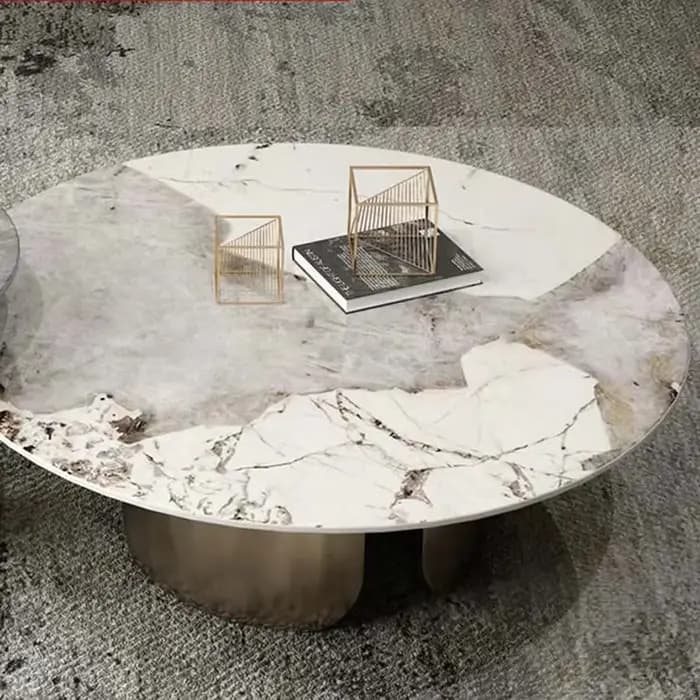 Tables basses nordiques antiques en marbre, hall du milieu du siècle, table basse à grands pieds, en