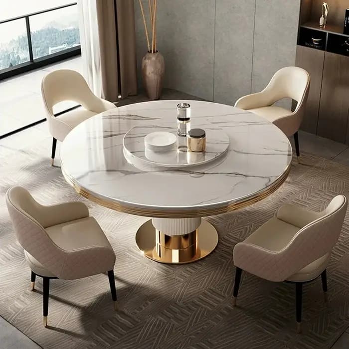 Table à manger ronde et chaise en marbre pour restaurant moderne