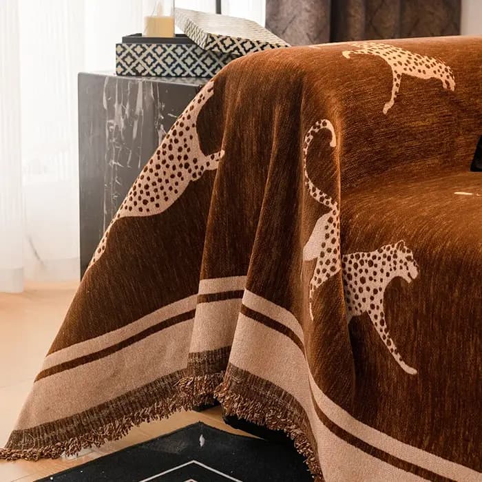Léger luxe haut de gamme 2025 nouveau guépard canapé écharpe couverture tissu