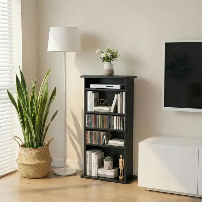 Meuble de rangement multimédia, support pour DVD, étagère à livres, organisateur, tour audio multimé