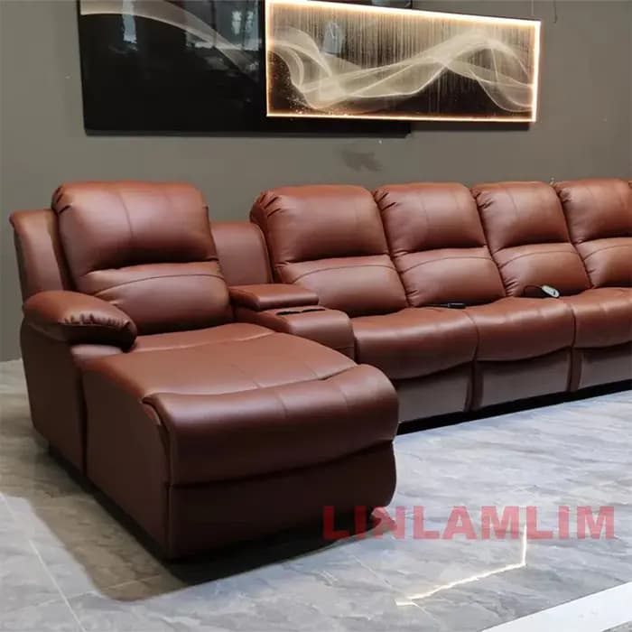 Canapé inclinable sectionnel surdimensionné de luxe avec chaise longue – Sièges de cinéma électrique domestique