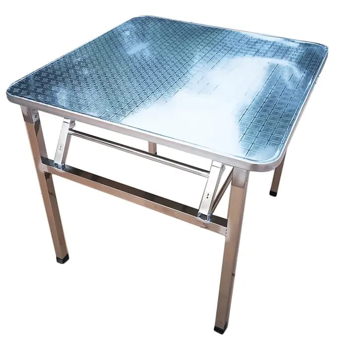 Table à manger carrée pliante en acier inoxydable