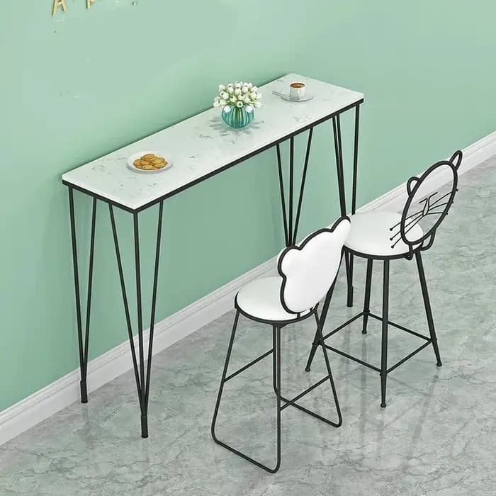 Table à manger moderne, Table de Bar dorée luxueuse, longue bande, pieds hauts, combinaison commerci
