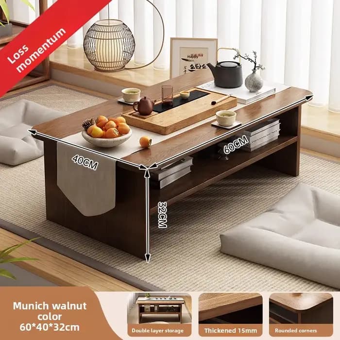 Table basse japonaise à profil bas pour baie vitrée, table à thé tatami, petite table de balcon, tab
