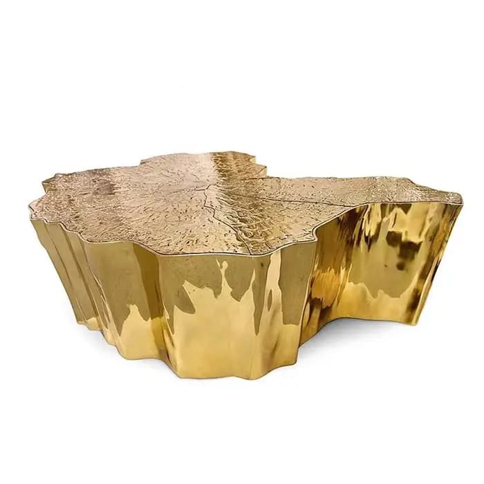 Table basse de luxe MANBAS en acier inoxydable doré