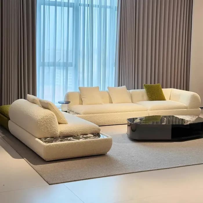 Fauteuils en tissu chenille pour salon