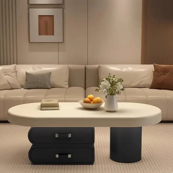 Table basse simple et élégante, design nordique moderne et chic, mobilier de salon de luxe
