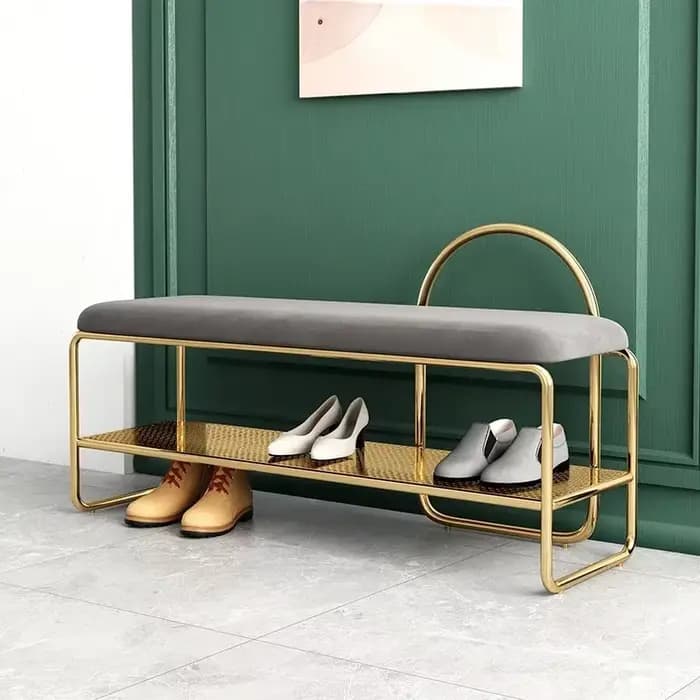 Meuble de salon nordique T1 avec coussin souple, siège à chaussures peu encombrant pour couloir, ban