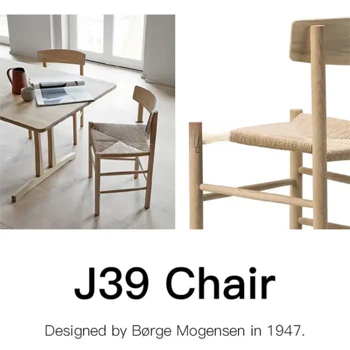 Chaise de Salle à Manger en Bois Massif, Siège Tissé en Corde, Décontracté, Style Japonais, Danois,