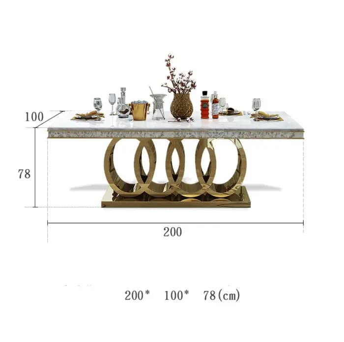 Tables à manger modernes en marbre de luxe doux et petit appartement rectangulaire simple6People10Table