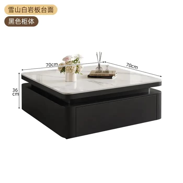 Table basse de salon moderne de luxe avec rangement intégré, noire, pour appartement, mobilier de ma