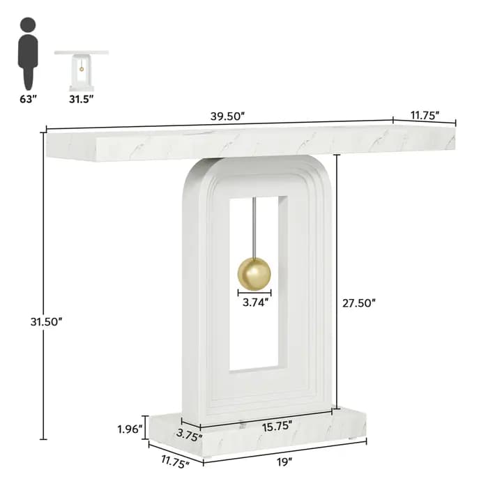 Tribesigns-Table Console Moderne, Table d'Entrée Canapé Étroit, Base en Forme de Pendule, Table d'Ac