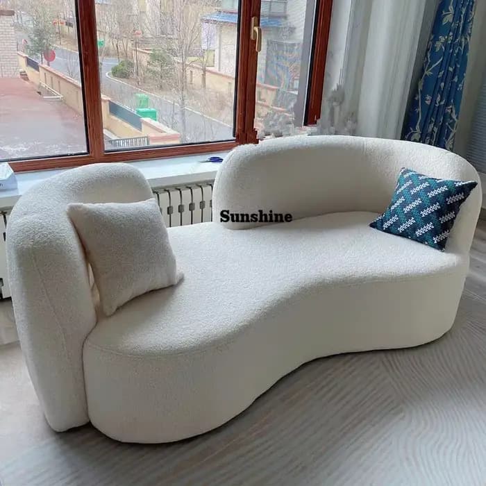 Canapés-lits sectionnels de luxe minimalistes blancs pour adultes, canapés-lits en peluche, coussins