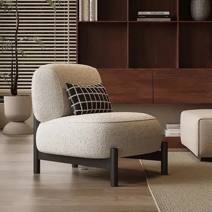 Fauteuil individuel Joylive style crème pour salon, chaise simple en bois massif, style Wabi Sabi, f