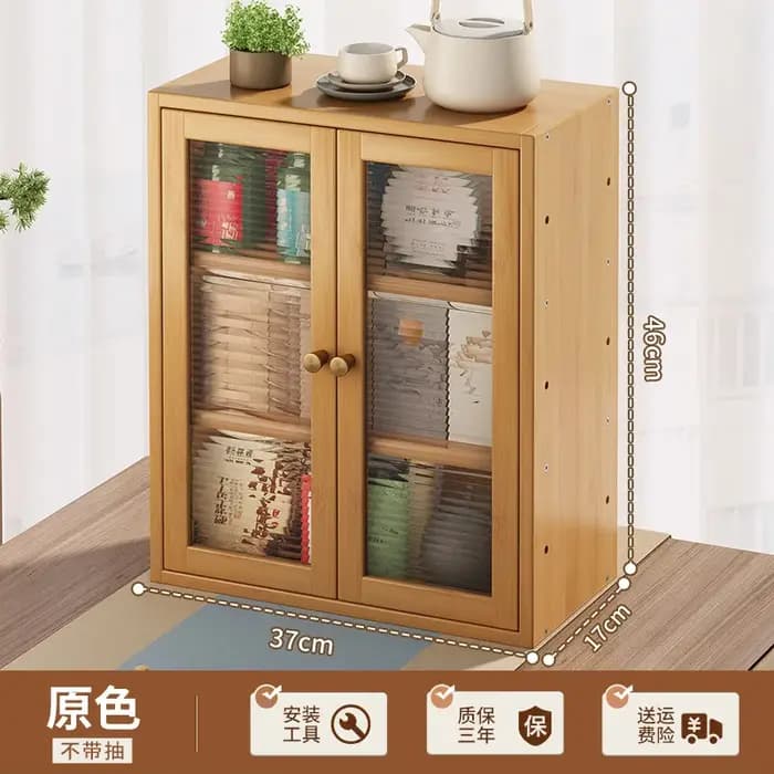 Armoire à thé et à boissons minimaliste avec portes, rangement de bureau avec étagère multi-trous ré
