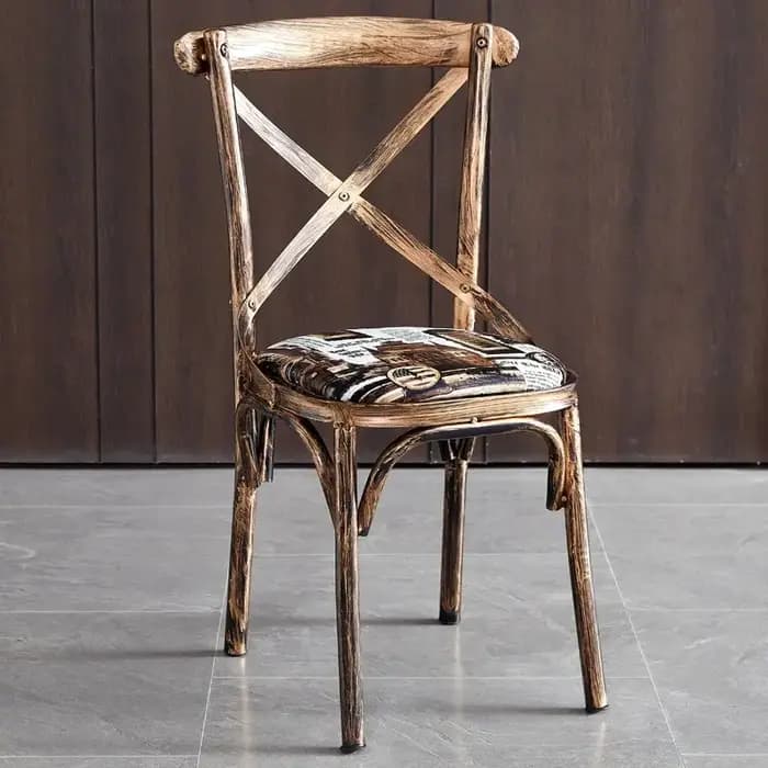 Chaise de salle à manger vintage à dossier haut en cuir