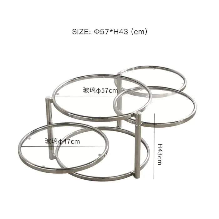 Table basse en acier inoxydable avec verre du Guatemala