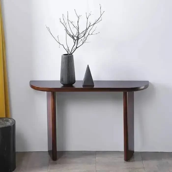 Tables d'entrée nordiques simples en bois massif, pour la maison, le salon, Table d'extrémité semi-c