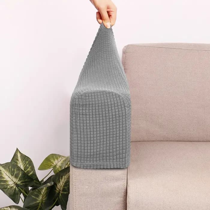 2 pièces/ensemble secouer polaire couleur unie élastique anti-poussière canapé accoudoir gant décoration