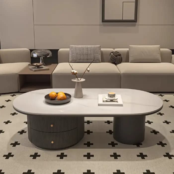 Tiroir blanc Table basse fleur Design luxe salon