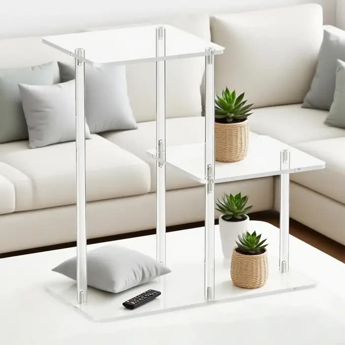 Table d'appoint en acrylique à 3 niveaux, Table d'appoint transparente, meuble Transparent pour entr
