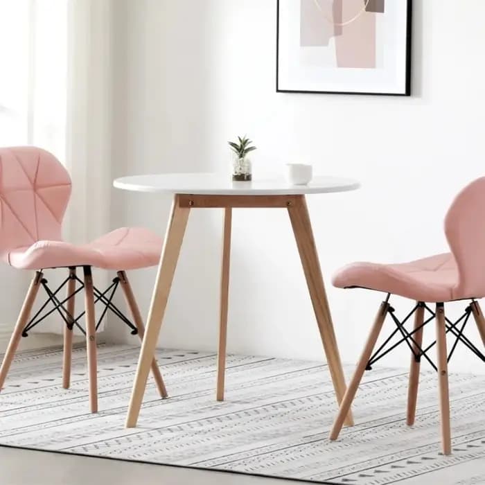 Petite Table ronde blanche en bois massif