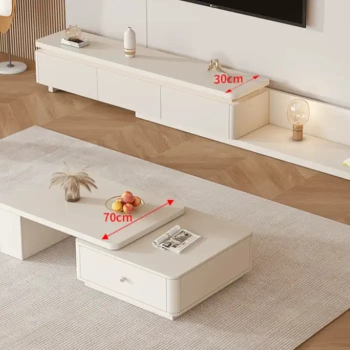 Meuble TV de sol en bois massif pour salon