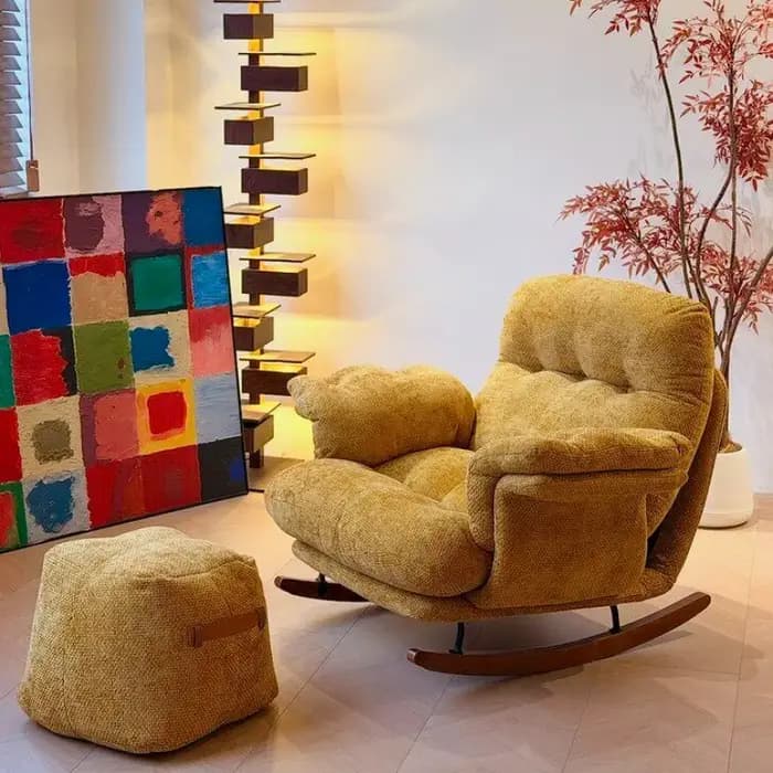 Fauteuil de relaxation vintage, fauteuil moelleux pour chambre et salon, fauteuil de lecture pour balcon, fauteuils de salon, mobilier du milieu du siècle