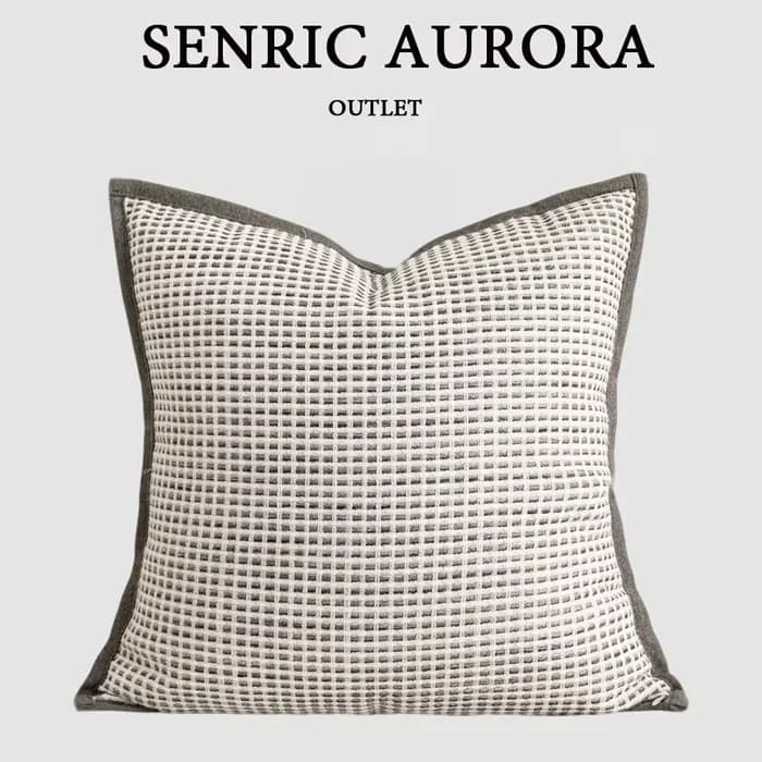 Housse de coussin de luxe design 30x50 45x45 60x60cm en lin taupe tissé avec bordure carrée pour la maison