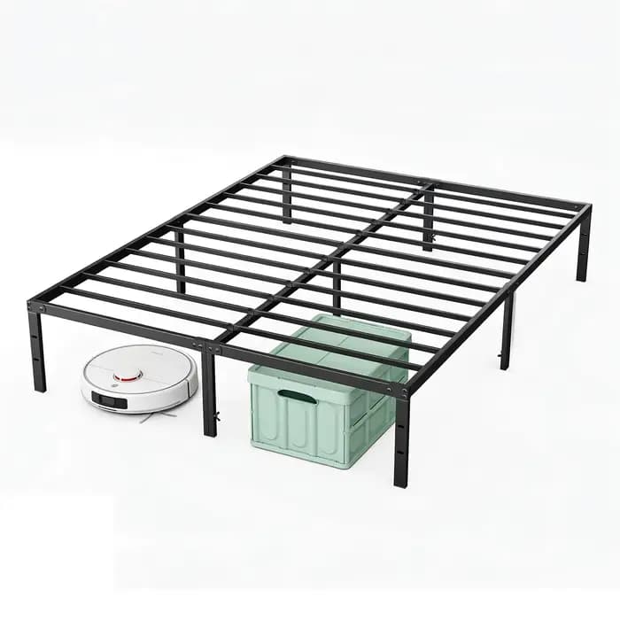 Cadre de lit JHK Basic 12 pouces, tailles Twin, Full, Queen, King, en métal, plateforme, avec espace