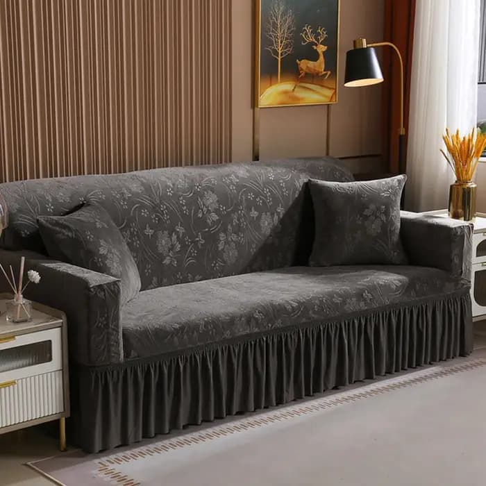 Housse de canapé élégante et extensible avec jupe pour 1/2/3/4 places