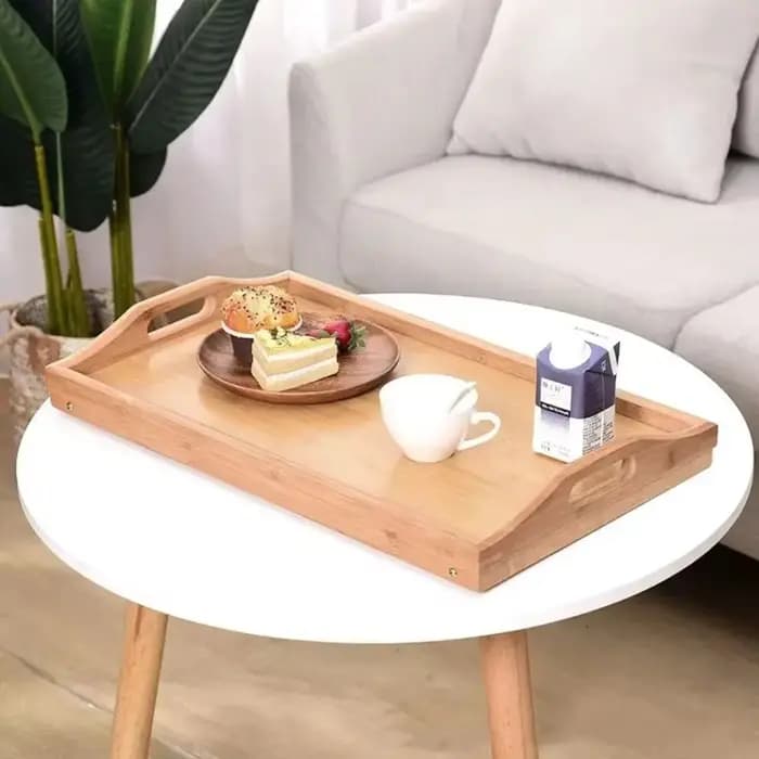 Nouveau Table pliante multifonction bambou petit déjeuner plateau à Dessert Mini fournitures pour la