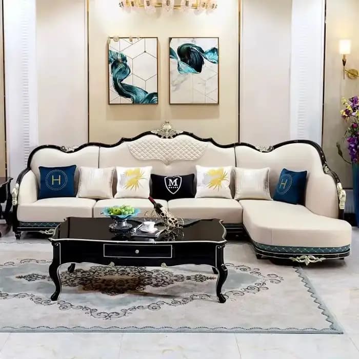 Canapé de salon moderne de luxe en cuir véritable