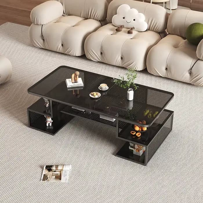 Tables basses rectangulaires blanches en verre De luxe