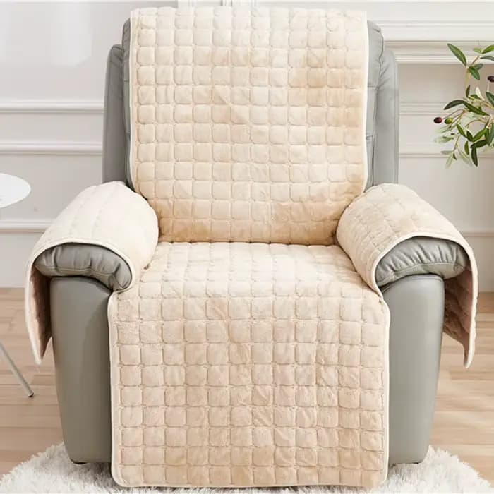 Housse de protection de canapé inclinable avec accoudoirs et poches, housse de fauteuil en peluche,