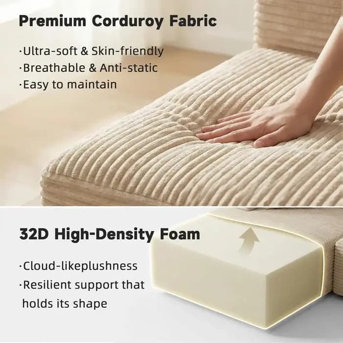 Canapé sectionnel Cloud de 108 pouces avec chaise longue en forme de L, canapé modulaire moderne, ca