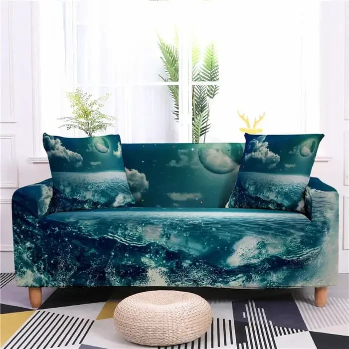 Juste de canapé élastique imprimée en 3D, canapé entièrement fermé, tissu anti-encrassement, coussin