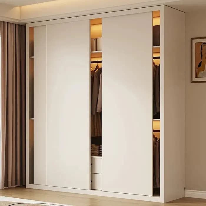 Armoire d'angle coulissante de style rétro français en bois