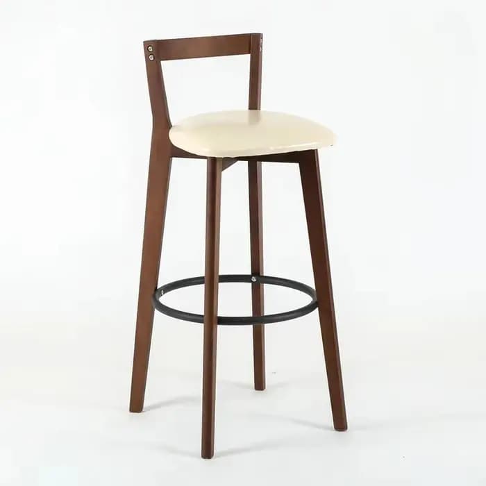 Tabouret de Bar nordique avec dossier en bois massif