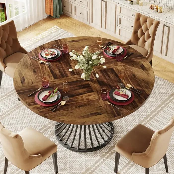 Tribesigns-Table à manger ronde pour 4-6 personnes, table de cuisine circulaire de 47 pouces pour sa