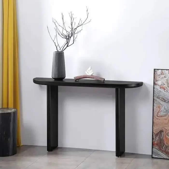 Tables d'entrée nordiques simples en bois massif, pour la maison, le salon, Table d'extrémité semi-c