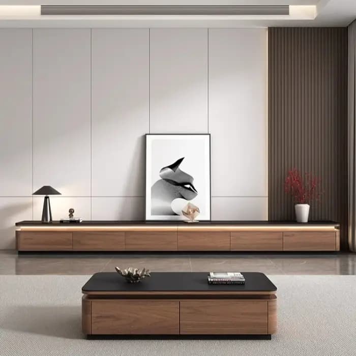 Meuble TV en bois sur pied