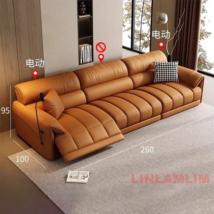 Canapé inclinable électrique moderne avec repose-pieds réglable, USB et console centrale pliable – C