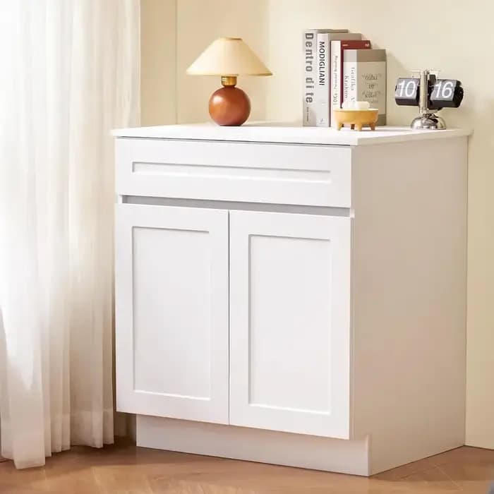 Meuble bas de rangement style Shaker blanc Bestseller36, non assemblé, 36 de largeur x 24 de profond