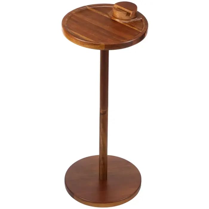 Mini table d'appoint en bois élégante, petite table d'appoint ronde avec support pour téléphone et b