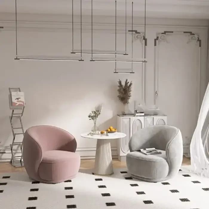 Canapé individuel de style crème luxe léger, petite taille, table et chaise pour salon de beauté, hô